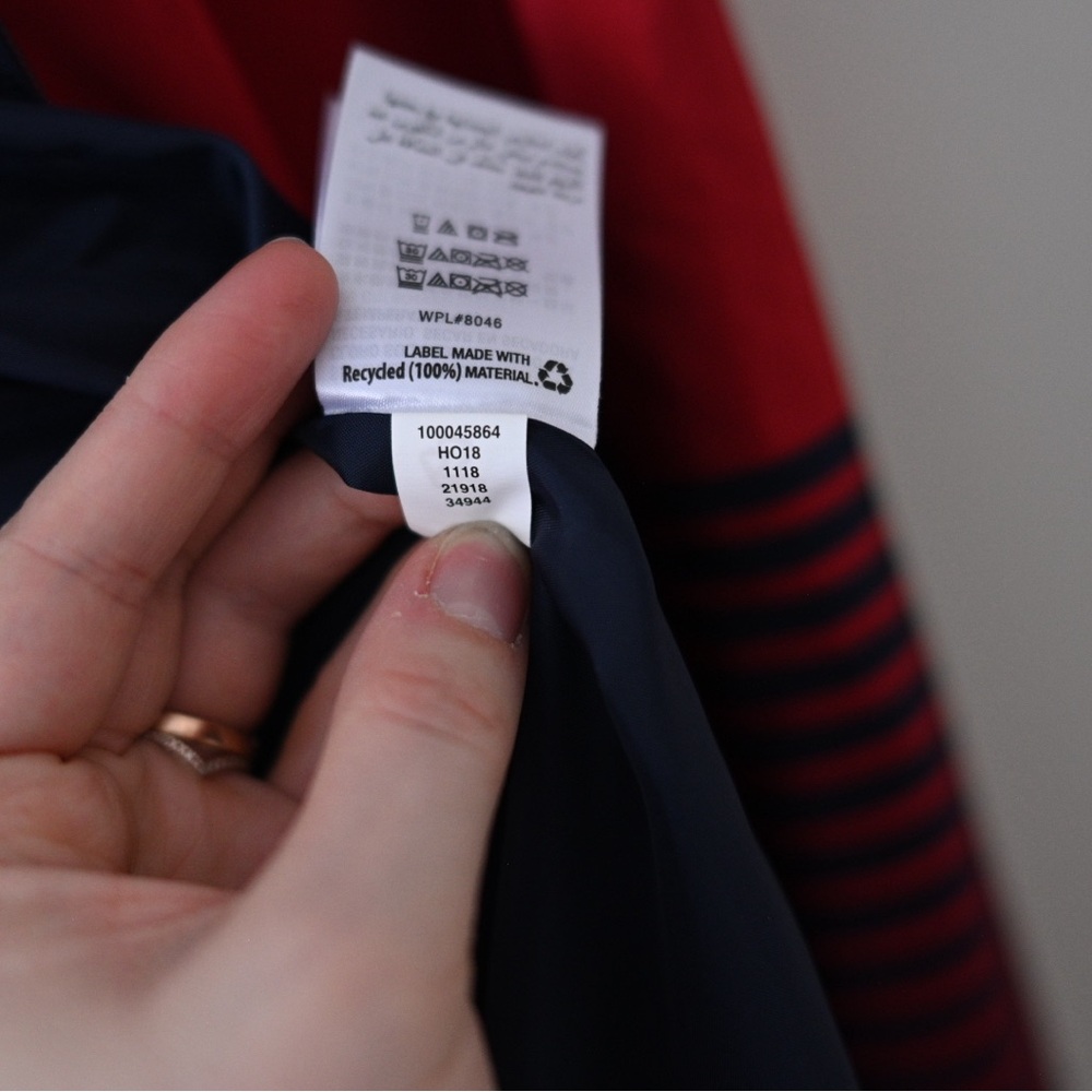 Charter Club Women’s Medium Red and Navy Striped Water Resistant Utility Jacket - Picture 11 of 12
